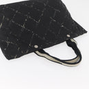 CHANEL Travel Line Hand Bag Nylon Black Silver CC Auth 174187-6