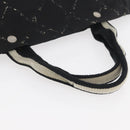 CHANEL Travel Line Hand Bag Nylon Black Silver CC Auth 174187-7