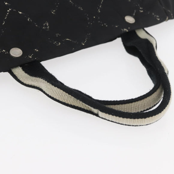 CHANEL Travel Line Hand Bag Nylon Black Silver CC Auth 174187