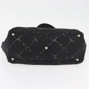 CHANEL Travel Line Hand Bag Nylon Black Silver CC Auth 174187-5
