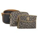 SAINT LAURENT Shoulder Bag Leather PVC 3 Set Black Brown Auth 174188-1