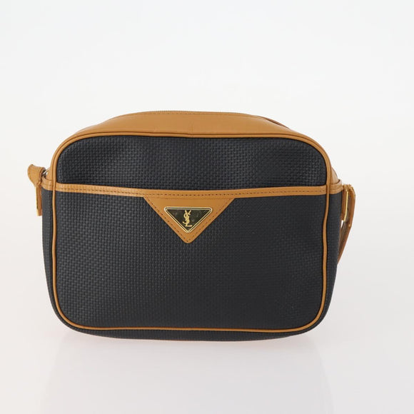 SAINT LAURENT Shoulder Bag Leather PVC 3 Set Black Brown Auth 174188