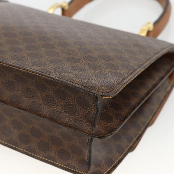 CELINE Macadam Canvas Hand Bag PVC Leather Brown Gold Auth 174191A