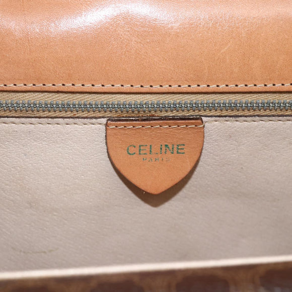 CELINE Macadam Canvas Hand Bag PVC Leather Brown Gold Auth 174191A