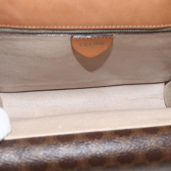 CELINE Macadam Canvas Hand Bag PVC Leather Brown Gold Auth 174191A