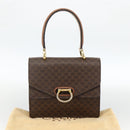 CELINE Macadam Canvas Hand Bag PVC Leather Brown Gold Auth 174191A-25