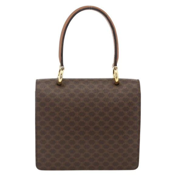 CELINE Macadam Canvas Hand Bag PVC Leather Brown Gold Auth 174191A