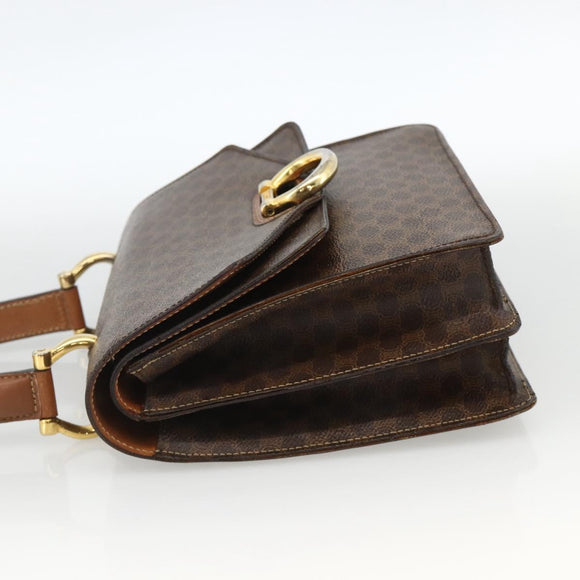 CELINE Macadam Canvas Hand Bag PVC Leather Brown Gold Auth 174191A