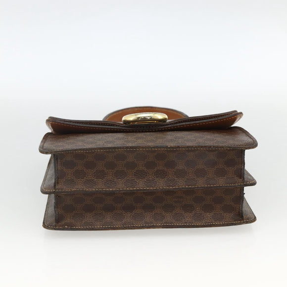 CELINE Macadam Canvas Hand Bag PVC Leather Brown Gold Auth 174191A