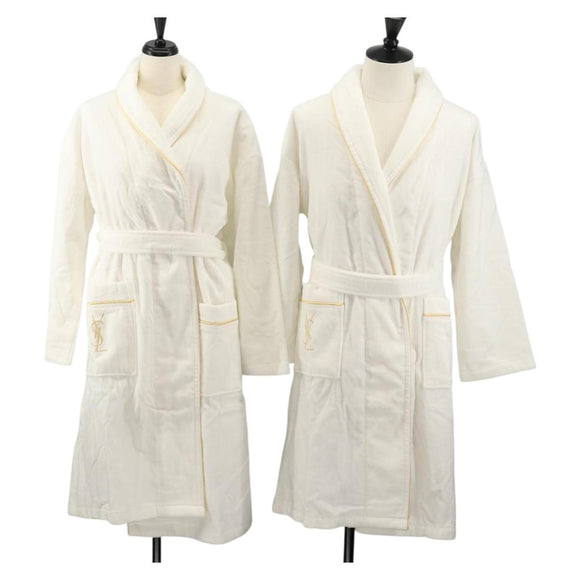 SAINT LAURENT Bathrobe Cotton 2 Set White Auth 174196A