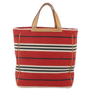 BURBERRY Nova Check Blue Label Hand Bag Canvas Beige Red Auth 174197-13