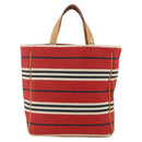 BURBERRY Nova Check Blue Label Hand Bag Canvas Beige Red Auth 174197-2