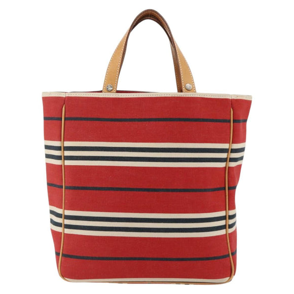 BURBERRY Nova Check Blue Label Hand Bag Canvas Beige Red Auth 174197