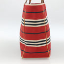 BURBERRY Nova Check Blue Label Hand Bag Canvas Beige Red Auth 174197-4