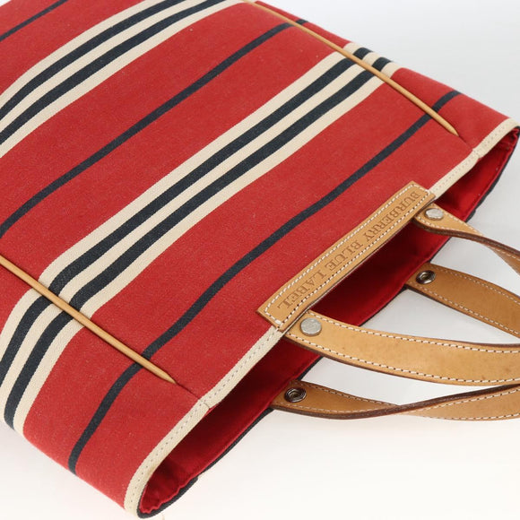 BURBERRY Nova Check Blue Label Hand Bag Canvas Beige Red Auth 174197