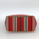 BURBERRY Nova Check Blue Label Hand Bag Canvas Beige Red Auth 174197-5