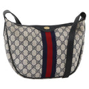 GUCCI GG Supreme Sherry Line Shoulder Bag PVC Navy Gold Auth 174198A-1