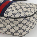 GUCCI GG Supreme Sherry Line Shoulder Bag PVC Navy Gold Auth 174198A-9