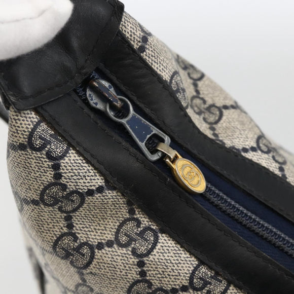 GUCCI GG Supreme Sherry Line Shoulder Bag PVC Navy Gold Auth 174198A