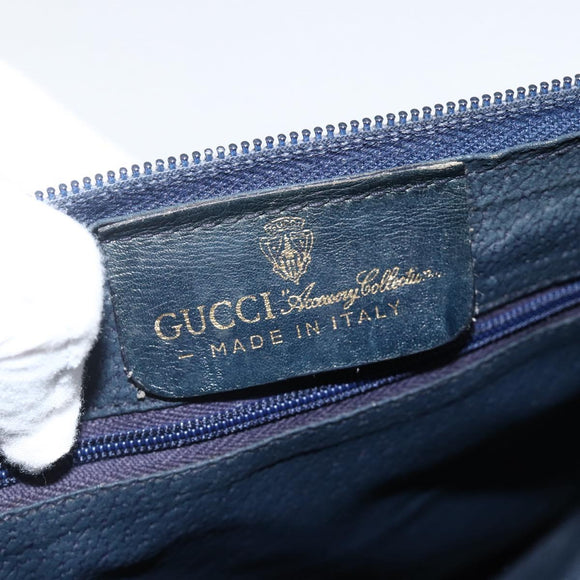 GUCCI GG Supreme Sherry Line Shoulder Bag PVC Navy Gold Auth 174198A