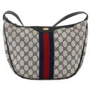 GUCCI GG Supreme Sherry Line Shoulder Bag PVC Navy Gold Auth 174198A-13