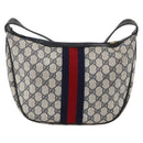 GUCCI GG Supreme Sherry Line Shoulder Bag PVC Navy Gold Auth 174198A-2