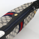 GUCCI GG Supreme Sherry Line Shoulder Bag PVC Navy Gold Auth 174198A-6