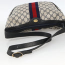 GUCCI GG Supreme Sherry Line Shoulder Bag PVC Navy Gold Auth 174198A-7
