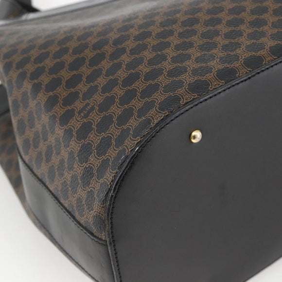 CELINE Macadam Canvas Tote Bag PVC Leather Black Gold Auth 174199
