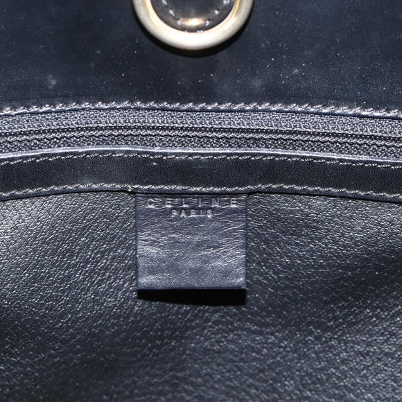 CELINE Macadam Canvas Tote Bag PVC Leather Black Gold Auth 174199