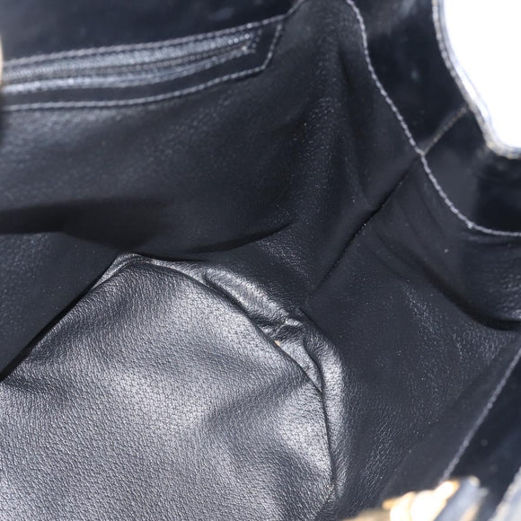 CELINE Macadam Canvas Tote Bag PVC Leather Black Gold Auth 174199
