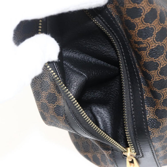CELINE Macadam Canvas Tote Bag PVC Leather Black Gold Auth 174199