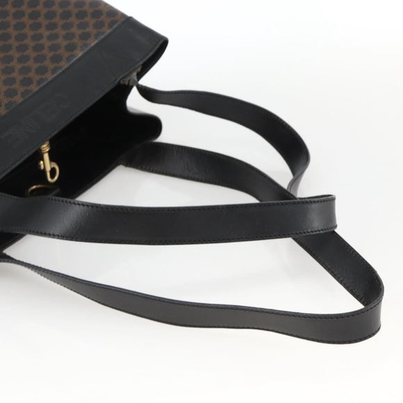 CELINE Macadam Canvas Tote Bag PVC Leather Black Gold Auth 174199