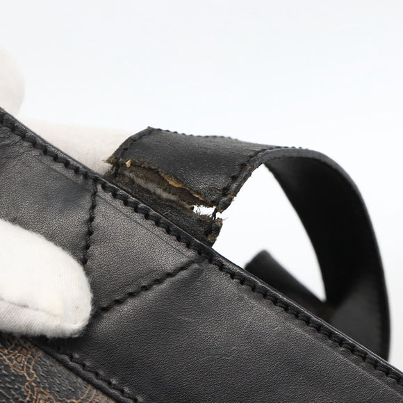 CELINE Macadam Canvas Tote Bag PVC Leather Black Gold Auth 174199