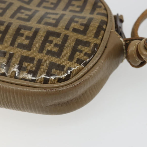 FENDI Zucchino Canvas Shoulder Bag Coated Canvas Beige Auth 174202A