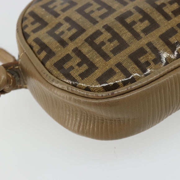 FENDI Zucchino Canvas Shoulder Bag Coated Canvas Beige Auth 174202A