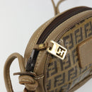FENDI Zucchino Canvas Shoulder Bag Coated Canvas Beige Auth 174202A-10