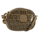 FENDI Zucchino Canvas Shoulder Bag Coated Canvas Beige Auth 174202A-1