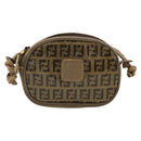 FENDI Zucchino Canvas Shoulder Bag Coated Canvas Beige Auth 174202A-13