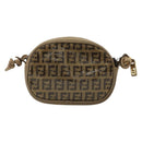 FENDI Zucchino Canvas Shoulder Bag Coated Canvas Beige Auth 174202A-2