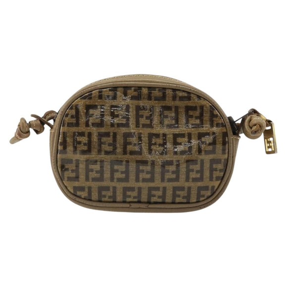 FENDI Zucchino Canvas Shoulder Bag Coated Canvas Beige Auth 174202A
