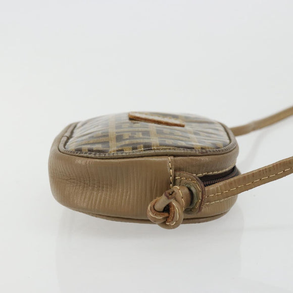 FENDI Zucchino Canvas Shoulder Bag Coated Canvas Beige Auth 174202A