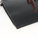 GUCCI Clutch Bag Leather Black Silver 597678 Auth 174204A-11