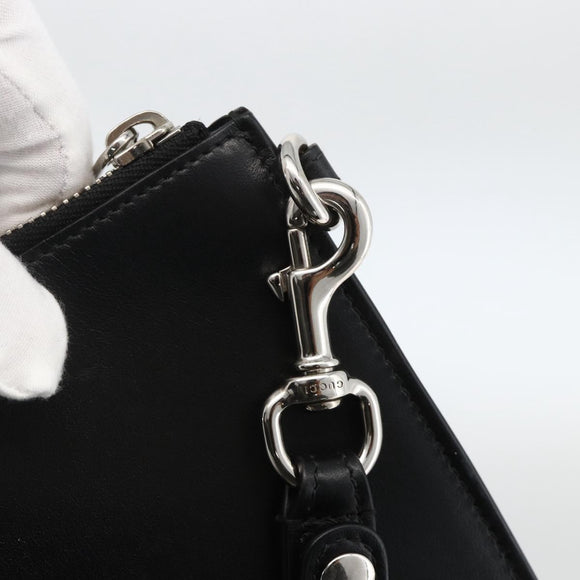 GUCCI Clutch Bag Leather Black Silver 597678 Auth 174204A