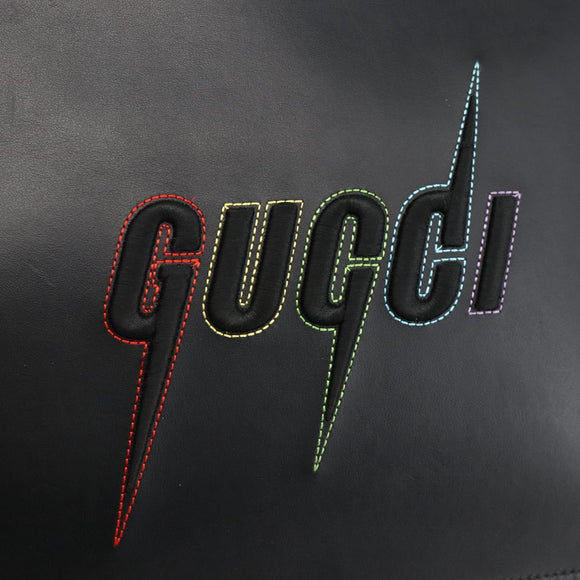 GUCCI Clutch Bag Leather Black Silver 597678 Auth 174204A