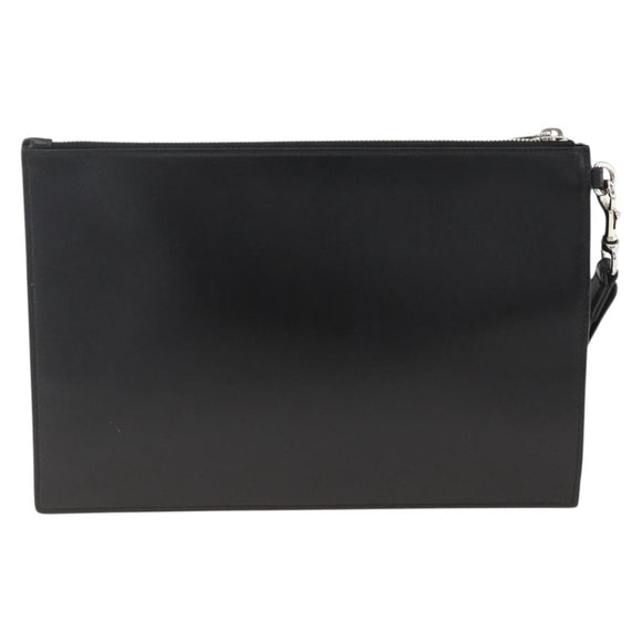 GUCCI Clutch Bag Leather Black Silver 597678 Auth 174204A