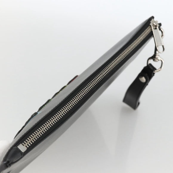 GUCCI Clutch Bag Leather Black Silver 597678 Auth 174204A