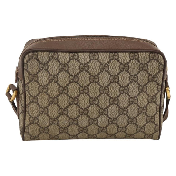 GUCCI GG Supreme Web Sherry Line Bag PVC Beige Gold 001 50 6655 Auth 174210