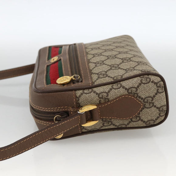 GUCCI GG Supreme Web Sherry Line Bag PVC Beige Gold 001 50 6655 Auth 174210