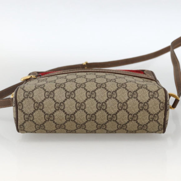 GUCCI GG Supreme Web Sherry Line Bag PVC Beige Gold 001 50 6655 Auth 174210